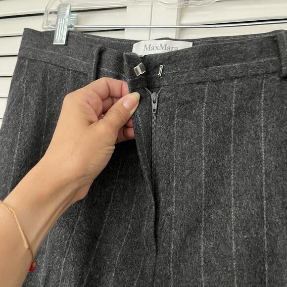 MaxMara Gray striped wool and Angora rabbit dress pants, trousers, size US10 - Picture 5 of 10